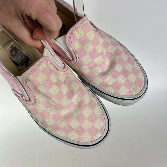 VANS Classic Slip-On Shoes Women 6 Pink Checkerboard Canvas Elastic Side Comfort - Picture 9 of 12